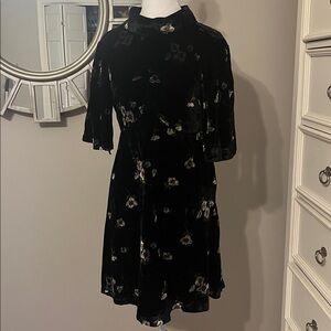 Free People Be My Baby floral black velvet mini dress cocktail ready